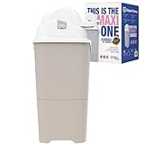 DIAPER CHAMP ONE MAXI Windeleimer - geruchsdicht - OHNE Nachfüllkassetten - funktioniert mit normalen herkömmlichen Tüten, Müllbeutel - für ca. 60 Windeln - beige, weiß