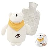 TMZELOA Wärmflasche, Wärmflasche Kuscheltier, Plüsch Flauschige Wärmflasch Erwachsener Wärmflasch mit Bezug Wärmflasches 1L Wärmeflasche Weiche Flaum Bettflasche zur Reinigung Abnehmbar