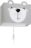 Dalber kinder Wandlampe, Kinderlampe Wandleuchte, kinderzimmer Little Teddy Bär Tiere, grau, 64578, E27