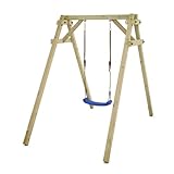 Kinderschaukel, Schaukelgestell, Schaukel, Schaukelgerüst, Doppelschaukel, Holzschaukel mit Kletteranbau für Kinder im Garten - Wickey Smart One - blau