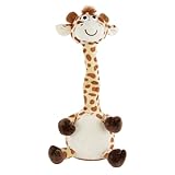 Idena 40362 - Plappertier Giraffe, ca. 32 cm, Plüschtier spricht alles in witziger Stimme nach und bewegt dabei den Hals, batteriebetrieben