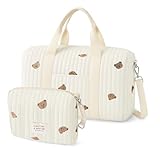 PinDaito Wickeltasche Kliniktasche Geburt Große 2er Set, Wickeltasche Kinderwagen für Mamas, Krankenhaustasche, Mommy Bag aus Baumwolle mit Stickerei, für Geburt im Krankenhaus, Reisen, Kinderwagen