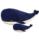 Kekeso Riesiges Blauwal-Plüschkissen, gefülltes Wal-Plüschtier, weiches Tierkissen (45cm+25cm=17.71inch+9.84inch)