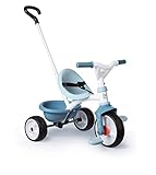 Smoby - Be Move blau - Kinderdreirad mit Schubstange, Sitz mit Sicherheitsgurt, Metallrahmen, Pedal-Freilauf, für Kinder ab 15 Monaten