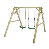 WICKEY Kinderschaukel Schaukelgestell Sky Dancer Prime - Schaukel & Gestell Holz, Outdoor Schaukelgerüst, Doppelschaukel, Holzschaukel für Kinder im Garten (grün)