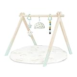 B. toys – Spielbogen aus Holz mit Krabbeldecke – Spieldecke für Babys und Neugeborene – 3 Sensorik Babyspielzeuge – Baumwollmatte – Holz Activity Center – Starry Sky
