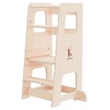 KYWAI® Montessori Lernturm ab 1 Jahr – Premium Learning Tower in Großformat – aus Robustem Holz, Höhenverstellbar, Nachhaltiges Unternehmen für Wiederaufforstung, Doppelte Sicherheit, Kippschutz