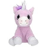 Depesche 11687 Ylvi - Kuscheltier Einhorn in Lila, mit Regenbogen Mähne, ca. 21 cm großes Plüschtier mit Glitzer und Silber-Akzenten