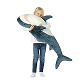 LADAMI 100cm-Riesen Hai Plüsch Tier Spielzeug ，Plüsch Hai Spielzeug Kissen, Stofftierhaie, weiches Hai-Kissen, Stofftier, Wurfkissen für Heimdekoration, Kindergeschenk