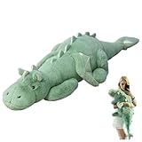 Grtheenumb Riesiges Stofftier, Drache-Stofftier, 43-Zoll-niedlicher Cartoon-Drachen-Plüsch mit Flügel, weicher, bequemer Riese für Kinder, Jungen, Mädchen, Schlafzimmerdekoration, Grün