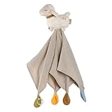 Fehn Schmusetuch Schaf Natur – Spielkamerad & Kuscheltier-Schnuffeltuch aus Baumwolle aus biolgischem Anbau - mit Schnuller-Befestigung für Babys & Kleinkinder ab 0+ Monaten