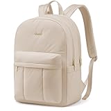 LOVEVOOK Rucksack Damen Schulrucksack Mittelgroß, Schultasche Backpack Teenager Mädchen Elegant Women, Puffer Laptop Leicht Rucksäcke Wasserdicht Tagesrucksäcke für Schule Uni Reise, Beige