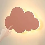 Kinderzimmer LED Wandleuchte mit Touch Schalter Wandlampe Innen Cartoon Wolken Wandbeleuchtung Festverdrahtete Nacht Licht Mädchen Nachttischlampe 12W 3000K/4000K/6000K Babyzimmer (Rosa,Warmes Licht)