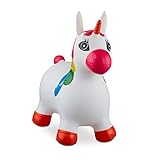 Relaxdays Hüpftier Einhorn, inklusive Luftpumpe, Hüpfpferd bis 50 kg, BPA frei, für Kinder, Hüpfspielzeug, weiß