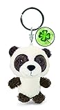 NICI 47537 Schlüsselanhänger 7cm Kleeblatt Symbol – Glücksbringer Panda-Anhänger für Schlüsselband, Schlüsselbund & Schlüsselkette, weiß/schwarz