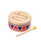 PlanToys Schlagzeug Kinder - Trommel Kinder - Musik Spielzeug ab 1 Jahr - Kindertrommel aus Holz - Kinderschlagzeug inkl. Trommelstock mit Gummikopf