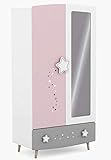 habeig Kleiderschrank Himmelssterne #441 rosa/weiß Echtolz + MDF Mädchen Kinderzimmer Nachttisch Nachtkonsole Nachtschrank Nachtkästchen