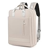 WPJMEFU Schultasche Damen, Stylischer Schultasche Mit 15,6 Zoll Laptopfach, Schulrucksack Frauen Mädchen Teenager mit USB-Ladebuchse für Universität Reisen Arbeit Business, Beige