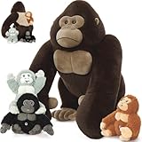 MorisMos 4 stücke Gorilla Plüschtier Set, 50cm groß Gorilla Kuscheltier XXL mit 3 Babys im Bauch, Geburtstag Weihnachten Geschenk für Jungen Kinder