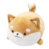 Fortuning's JDS Shiba Inu Hund Plüsch Kissen Bequeme Plüsch Kissen Niedlichen Hund Gefüllte Kissen Weich Puppe mollig Kissen Spielzeug Lebensechte Tier runden Augen Kissen Braun 13,7 '