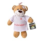 TE-Trend Plüsch Teddybär – Genesungsteddy mit Spruch – Gute Besserung Bär – Kuscheltier Genesungsgeschenk – Glücksbringer Teddy – 24 cm Braun