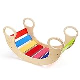 Magaluga Montessori Kletterbogen Kletterdreieck Bogenwippe Holzwippe Indoor Klettergerüst Spielzeug für Baby und Kinder ab 24 Monaten