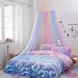 BORDEAG Prinzessin Regenbogen Betthimmel: 1 Set Kuppeldesign Mädchen Moskitonetz, Robustes Polyester Fliegennetz, Für Kinderzimmer & Outdoor Einsatz (Größe: 60 * 250 * 1200cm, Farbe: Regenbogen)