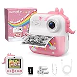ElecMoga Sofortbildkamera Kinder, 48MP Kinderkamera 1080P HD 2,4 Zoll Bildschirm Digitalkamera mit 32GB Karte & DruckerPapier, Kinder Spielzeug Geburtstag Weihnachten Geschenk für 3-12 Jahren Mädchen