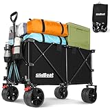 SLIDBEAT XXL Bollerwagen Faltbarer mit Große Räder All Terrain 220L 150KG Faltbar Bollerwagen Klappbar aus Vier Richtungen mit Verstellbarem Griff Bollerwagen Für Strand Garten Camping Shopping