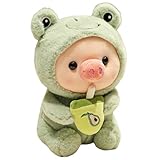 champracer Schwein Plüschtier Kuscheltier, Plüschtier Schwein Stofftier Kuscheltier, Plüschtier Frosch Stofftier Kuscheltier, Superweiches Dekoratives Kissen, Geschenk für Kinder (Grüner Frosch)