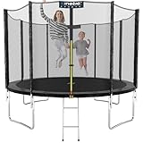 KINETIC SPORTS Trampolin Outdoor Salto Ø 183/244/305/366/400/430/490 cm - Kindertrampolin Gartentrampolin Set mit Leiter, Netz, Randpolster, USA Sprungtuch, bis zu 160kg