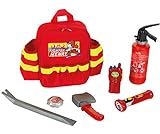 Theo Klein 8900 Firefighter Henry Backpack I With torch , Fire Extinguisher and much more I Backpack with Adjustable Straps I Toy for Children Aged 3 Years and up