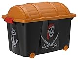 Spetebo Aufbewahrungsbox für Jungen mit 57 Liter Volumen - Piratenbox - Spielzeugtruhe Pirat Spielzeugbox Kinderzimmer Aufbewahrungsbox