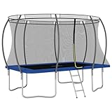 vidaXL Trampolin Set mit 2-Stufen-Leiter Regenschutz Gartentrampolin Kindertrampolin Komplettset Outdoor Rechteckig 335x244x90cm 150kg