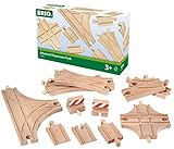 BRIO World 33307 Schienen- und Weichensortiment - 11 Weichen aus Buchenholz für die Holzeisenbahn - Empfohlen für Kinder ab 3 Jahren