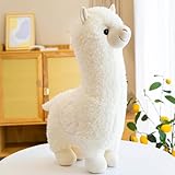 Alpaka Kuscheltier,25cm Stand Alpaka Stofftier Plüschtier,Kuscheltier Alpaka Plüsch für Kinder Mädchen Liebhaber (Weiß)