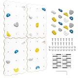 MAMOI® Indoor-Kletterwand mit Griffen, 4 Module, Moderne Kletterwand für das Zimmer, weiße Holzwerkstoffplatte, Kletterset zur Montage