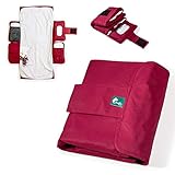 balu - Wickeltasche mit integrierter Baby Wickelunterlage für unterwegs 86 x 38 cm - weiche Flanell Wickelunterlage waschbar - außen wasserdicht und abwaschbar - Baby Organizer (Rio Rot)