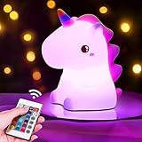 One Fire Nachtlicht Kinder, 16 Farben 5 Helligkeit Nachtlicht Baby Stilllicht, Einhorn Geschenke für Mädchen, Nachtlicht Batterie, Nachttischlampe Kinder Dimmbar, Kawaii Kinderzimmer Babyzimmer Deko