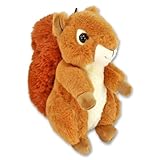 BEMIRO Eichhörnchen Kuscheltier – 20 cm – Kuschelig weich mit Schlaufe – Orange-braun & Schwarze Kunststoffaugen