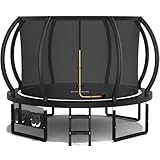 Devoko Trampolin Outdoor Ø 228/305/366/427 cm, GS-Zertifikat, Kindertrampolin Gartentrampolin mit Sicherheitsnetz, Rundes Riesentrampolin mit Leiter und Schuhbeutel