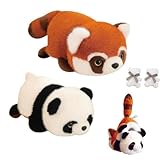 CHYASPNG Wendbares Panda-Plüschtier, Reversibler Roter Panda-Plüsch, Angstlinderung, Süße Plüschspielzeugpuppe, Kuscheltiere für Kinder und Erwachsene (35CM)
