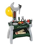 Theo Klein 8604 Bosch Werkbank Junior I Inkl. Helm, Schraubstock, Werkzeugen, Latten, Nägel, Schrauben und Muttern I Maße: 49 cm x 29 cm x 71 cm I Spielzeug für Kinder ab 2 Jahren