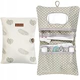 HAMUR HOME Windeltasche Organizer und Kosmetiktasche 2in1 - Kleine Wickeltasche für Unterwegs Mamas Windeln Creme Tücher Baby Organizer (Leaves)