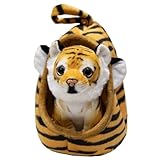 KUKUShining Realistisches Tiger Plüschtier, Süßes Weiches Leoparden Plüschtier Kuscheltier Kissen Plüschpuppe Heimdekoration Geschenke(Brown)