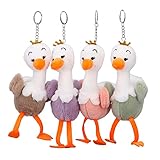 Deosdum 4 Stück Kleine Kuscheltiere Niedlicher Strauß Plüschtier Schlüsselanhänger Mini Lustiger Strauß Schlüsselanhänger Anhänger Geldbörse Tasche Zubehör für Kinder Erwachsene