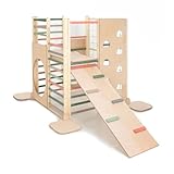 HOMEforDREAMS Holz Montessori-Inspirierter Quadratischer Kletterturm für Kleinkinde: Faltbarer Indoor-Spielplatz mit Zubehörbrettern (Waldtraum, Mit Innenbrett und Kletterbrett)