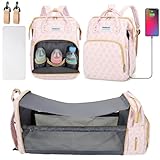 Aikelai Wickelrucksack für Babys Groß,Wickeltasche mit Wickelunterlage Unterwegs,Wickeltasche Rucksack,Baby Taschen für Mama,Mommy Bag,Diaper Bag (Rosa)