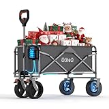 Litheli Elektrowagen Bollerwagen faltbar, Handwagen faltbar mit Motor und Bremsen, 100L 50KG geeignet für Camping, Garten, Strand, Einkaufen (Grau, W1 Go ohne Akku)