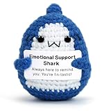 HUKUMA Positive Geschenke Hai Kuscheltier,Gehäkeltes Emotional Support Geschenk,Positives Häkelhai,Pocket Hug für Beste Freundin,Cute Stuff Kleine Unterstützungstier Gehäkeltes für Hai-Liebhaber